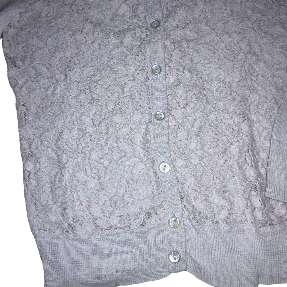 Justice believe in yourself Button Sweater Lace Front  Beige Girls 7 - Picture 3 of 8